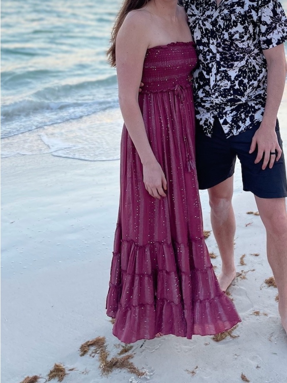Anthropologie Burgundy Strapless Maxi Dress